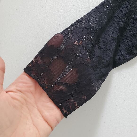 Y2K Whimsigoth Goth Shirt Womens 1X Lace Bow Front Long Sleeve Cropped Cardigan - Picture 3 of 10